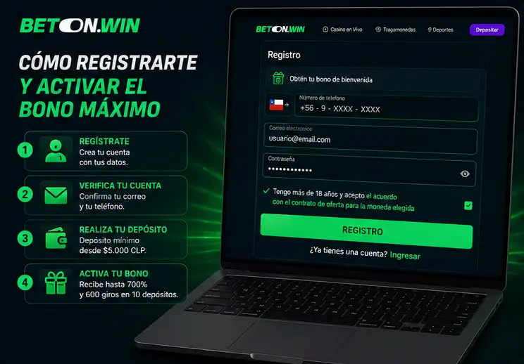 Registro en Betonwin y pasos para activar el bono máximo de bienvenida con depósitos